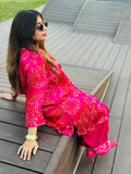 Rani Pink Bandhani Printed Farshi Co-Ord Set