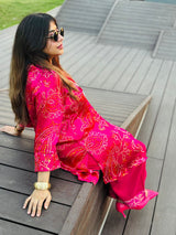 Rani Pink Bandhani Printed Farshi Co-Ord Set