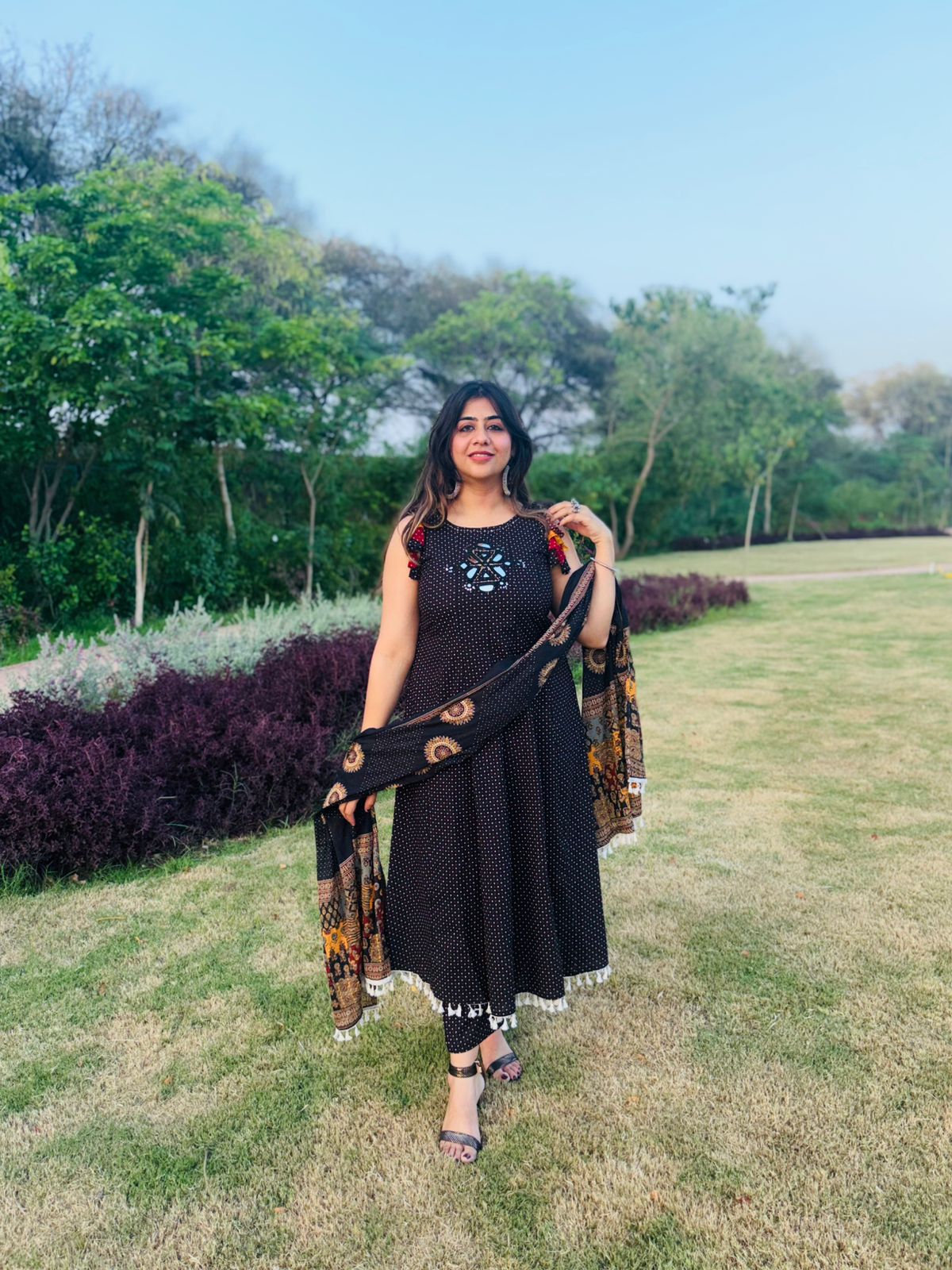 BLack Polka Mirror Aline Dress