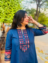 Midnight Blue Kurta Set with Printed Salwar