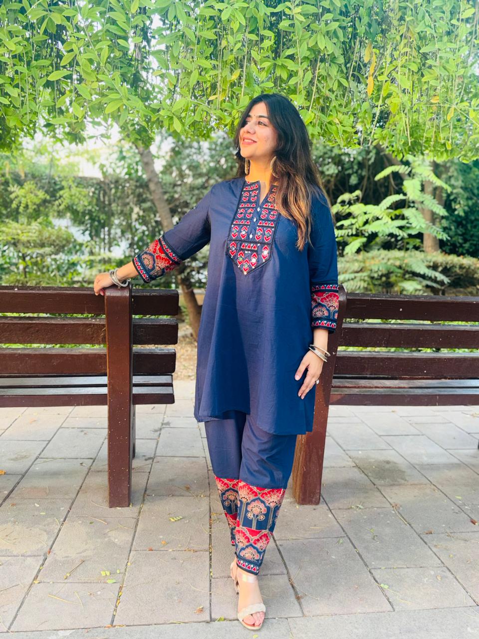 Midnight Blue Kurta Set with Printed Salwar