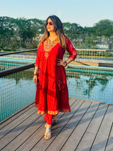 Ruby Radiance Embroidered Anarkali Suit Set  Description
