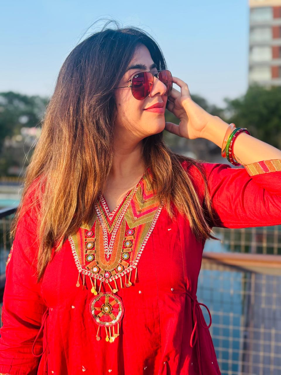 Ruby Radiance Embroidered Anarkali Suit Set  Description