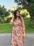Blush Pink Floral Printed Cotton Midi Dress