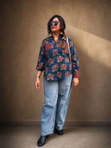 Midnight Bloom Printed Cotton Shirt