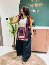 Black Printed Sleeveless Kurta with Palazo  Set for Women | Ethnic Wear