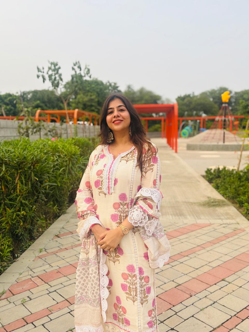 Pakistani Style Motif Print Suit Set | Floral Printed 3-Piece Ethnic Dress