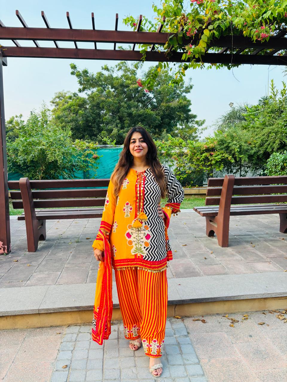 Yellow Floral Kurta Salwar DupaViral tta Set for Women | Printed Ethnic Suit Set