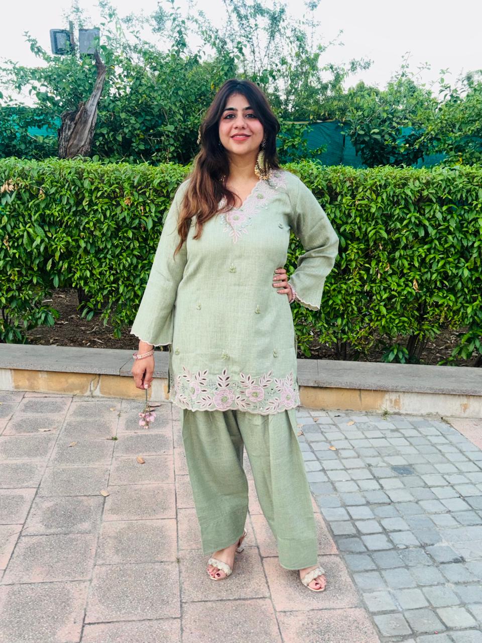 Organic Cotton Cutwork Farshi Cord Set for Women | Elegant Ethnic Co-ord Set