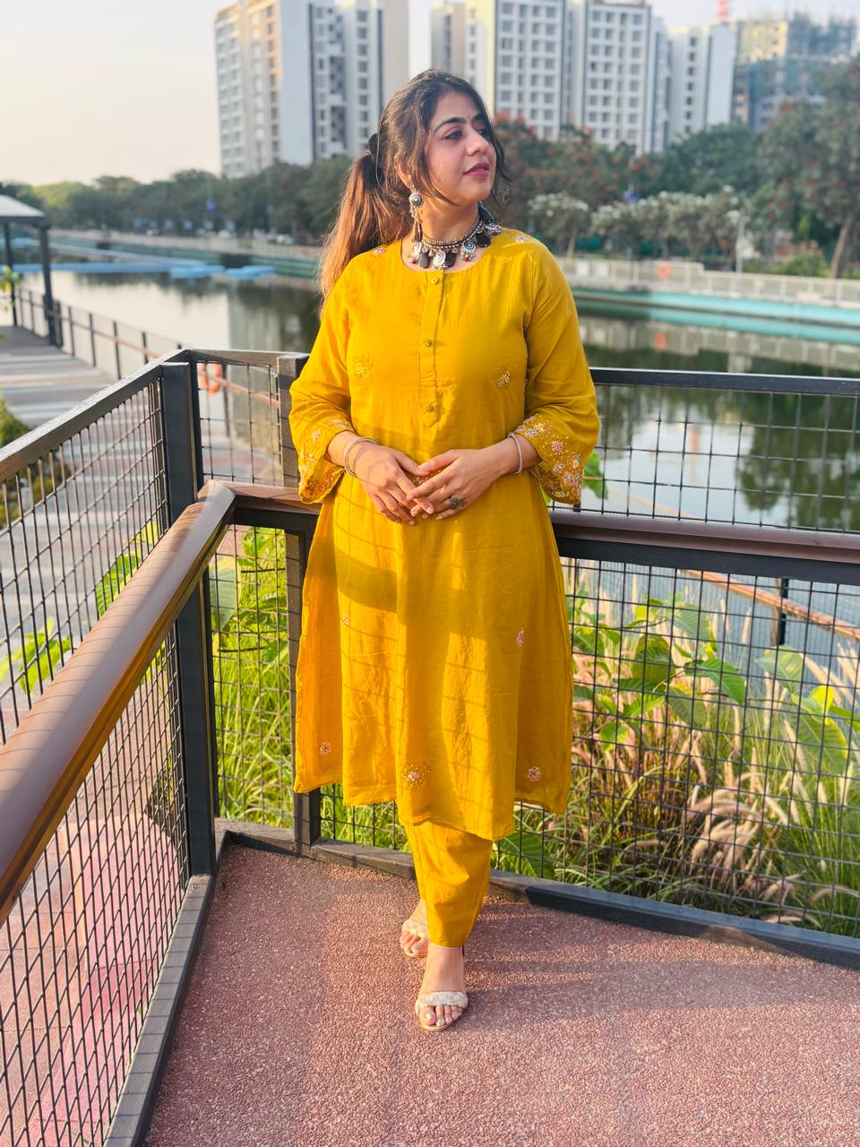 Yellow Mul Cord Set