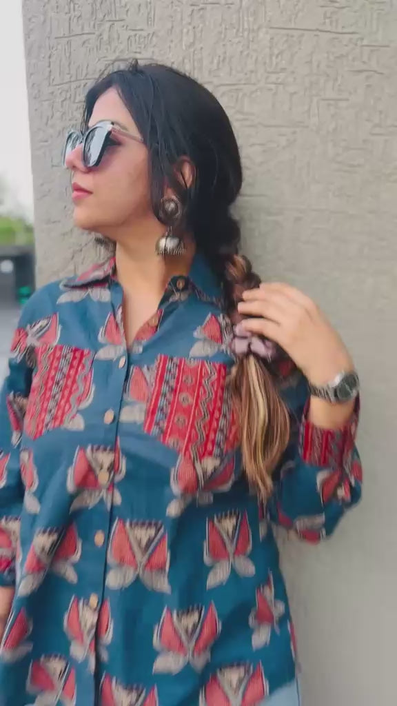 Midnight Bloom Printed Cotton Shirt