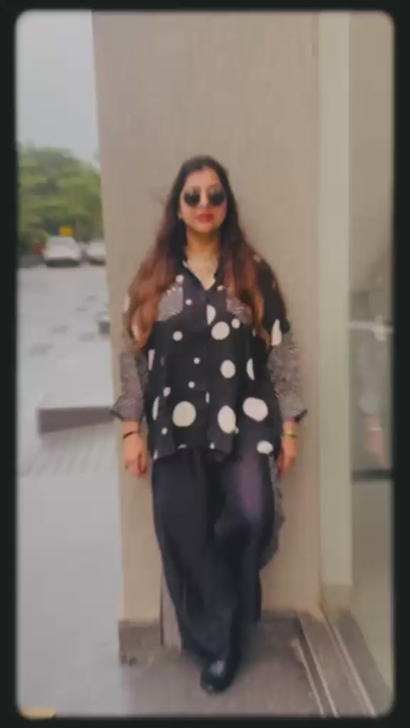 Black & White Polka Dot Printed Co-ord Set for Women